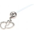thumbnail image 2 of Belly Button Rings for Women Pregnant Flexible Belly Rings Maternity Belly Navel Bar Ring Body Piercing Kit Baby Feet White White, 2 of 6