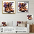 thumbnail image 4 of Designart "Brown and Purple Farm Flower Boots" People Framed Wall Art Decor - International Brown Cowboys Entryway Framed Wall Art Print, 4 of 6