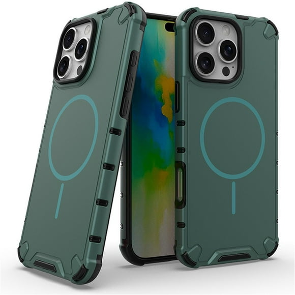 Case For IPhone 15 Pro [Compatible con la Funda Del Teléfono de Color Sólido con Protección Anticaída de Airbag de Grado Militar MagSafe], Verde, For IPhone 15 Pro