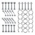 thumbnail image 2 of Juego de 8 tipos de piercings de acero inoxidable, pendientes con forma de bola redonda y barra. 10 mm, 2 of 9