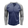 thumbnail image 1 of SUNSIOM Men's Spring Autumn Casual T-shirts Long Sleeve Round Neck Contrast Color Button Up Tops, 1 of 7