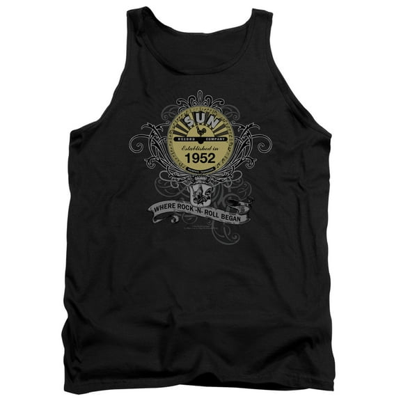 Sun Rockin Scrolls Adult Tank Top Black