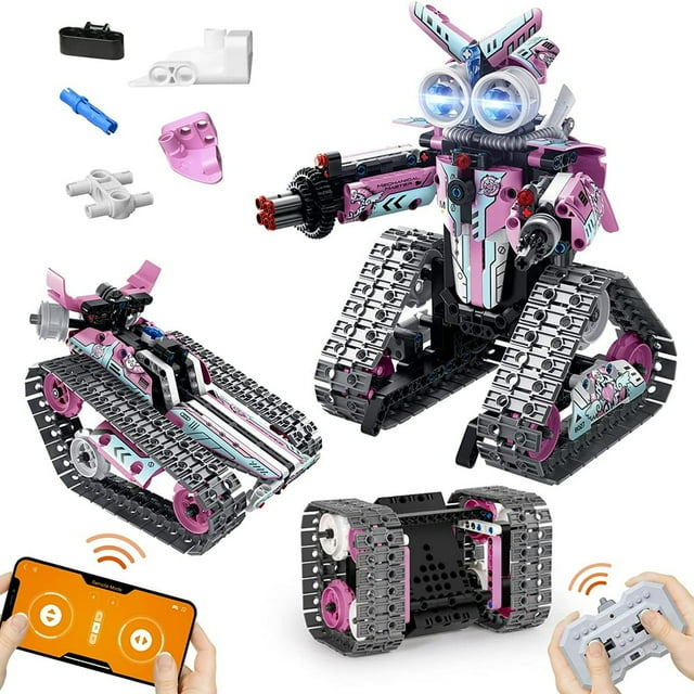 Remote Control Robot Building Kits Remote & APP Controlled 3-in-1 RC Robot/Tracked Car/Tank for Boys Girls Ages 6 7 8 9 10+ Year Old 408 PCS Educational STEM Building Block Toys Gift for
