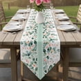 thumbnail image 6 of Eucalyptus Leaves Table Runner Linen Burlap Table Runner 70 Inches Long Watercolor Green Red Flower Plant Dresser Scarves for Kitchen Island Coffee Dining Party Wedding Banquet Holiday Decor 13"x70", 6 of 8