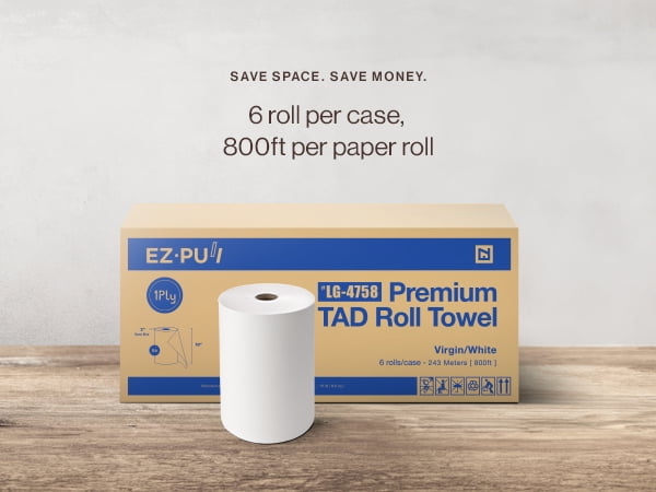 EZbrnd Premium High Capacity 10" TAD Hardwound Paper Hand Towel Roll for Commercial/Washroom/Office, 800ft x 6 Rolls