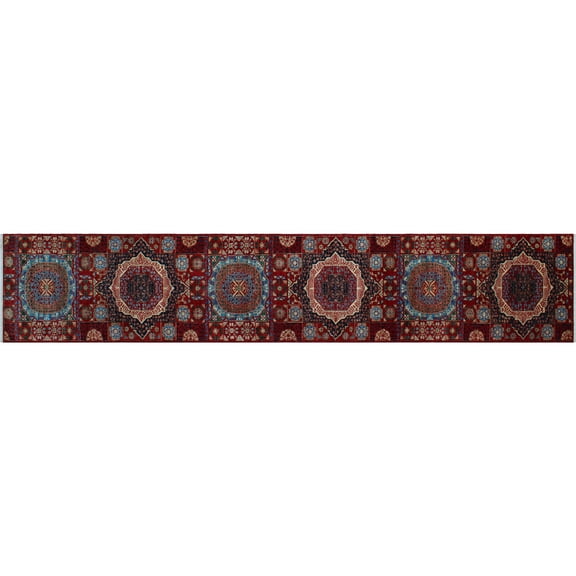 Aria Bettie Red/Blue Runner, 2'8" x 14'6"