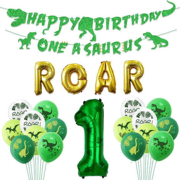 One A Saurus Birthday Decorations, Dinosaur 1st Birthday Decorations, One A Saurus Banner, Dino Roar Balloons, First Birthday Decorations for Boys Kids 1st Dinosaur Party Supplies