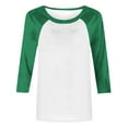 thumbnail image 4 of Jalioing 3/4 Sleeve T Shirt for Women Color Block Casual Loose Shirts Summer Trendy Crew Neck Basic Tee, 4 of 6