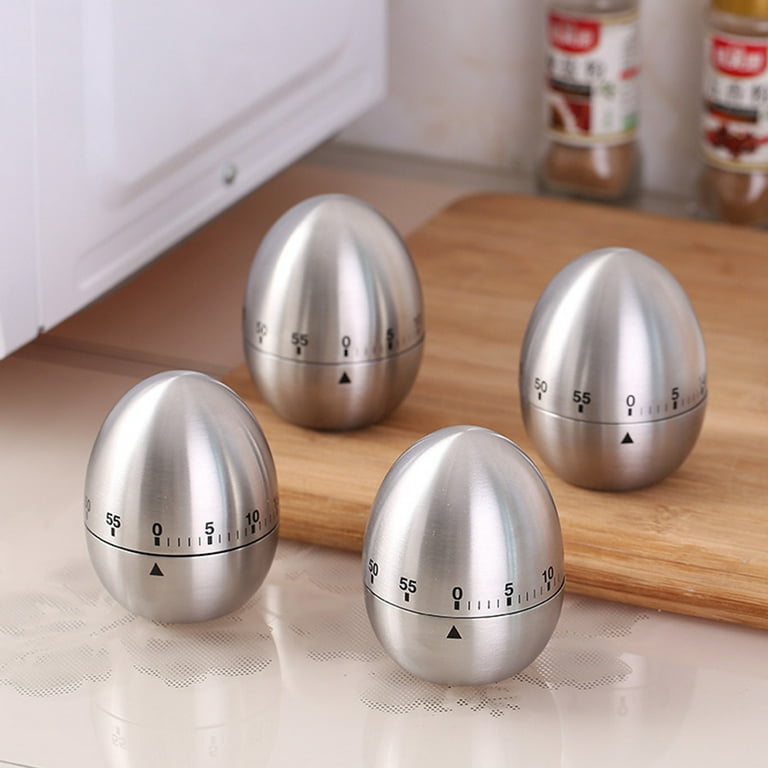 2.4x2.4x3.1-Inch 60 Minute Mechanical Kitchen Egg Timer Stainless Steel  Silver