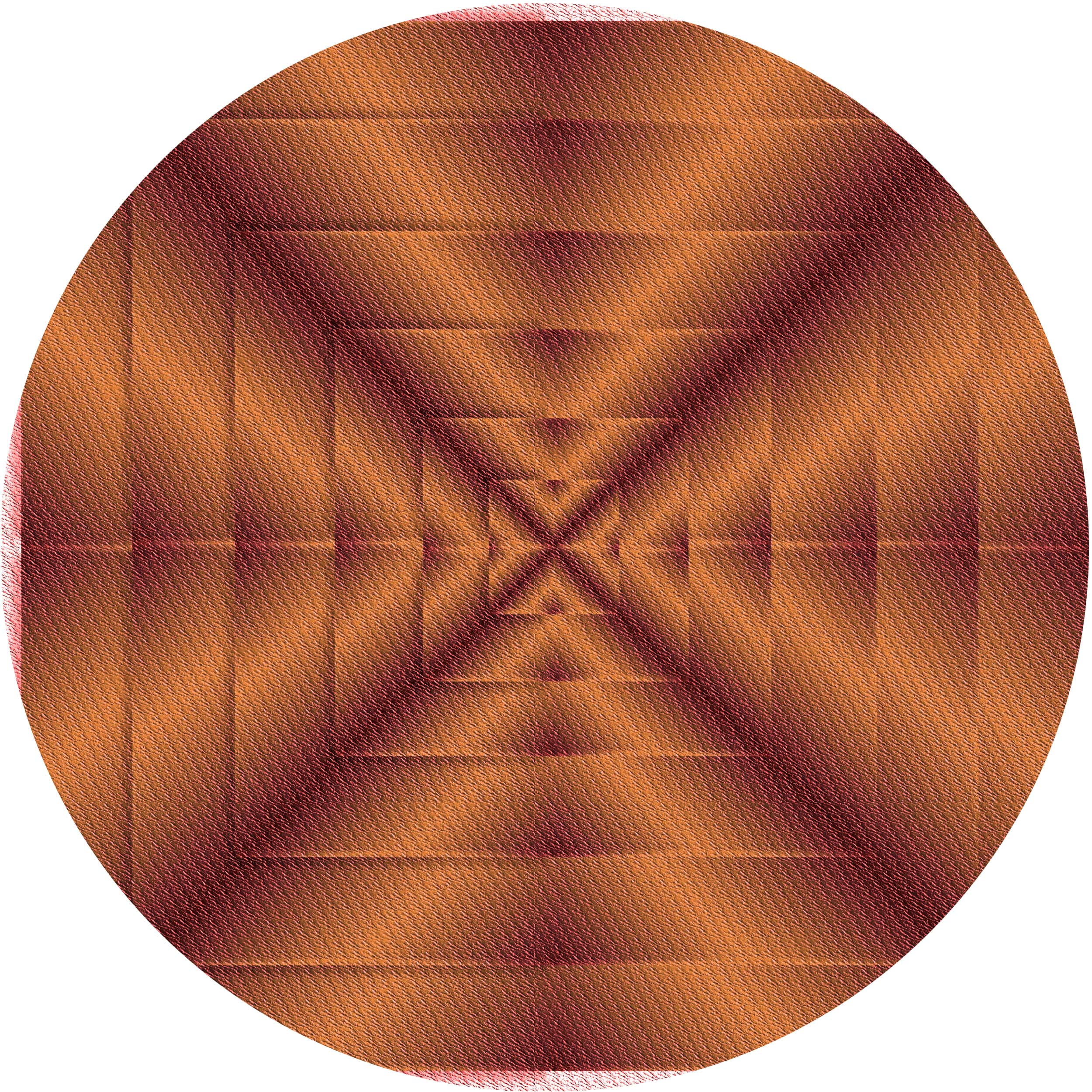 Ahgly Company Indoor Round Patterned Bright Orange Area Rugs, 5' Round ...