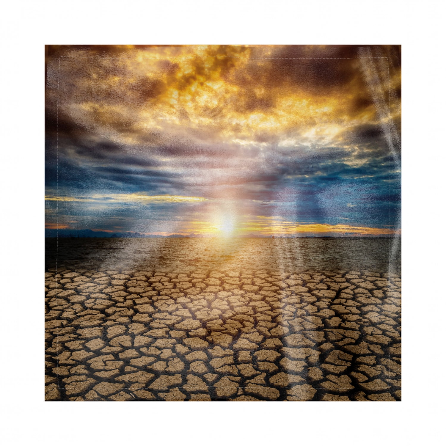 Global Warming Decorative Napkins Set of 4, Earthy Toned Composition