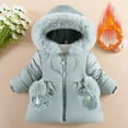 thumbnail image 2 of Hwmodou Baby Snowsuit Winter Coat Sequined Gloves Hooded Warm Down Jacket Stylish Winter Coat 1 To 6 Toddler Girl Clothes,6M-4Y, 2 of 4