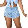 thumbnail image 3 of Frostluinai Jeans Shorts for Women Clearance 2023! Womens Denim Shorts Elastic Destroyed Hole Leggings Short Pants Denim High Waist Ripped Jeans, 3 of 9