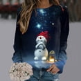 thumbnail image 2 of HNMKIU Hauts à Manches Longues pour Femmes, Chandail en Molleton Imprimé Joyeux Noël, Col Rond, Coupe Ajustée, Chandail Décontracté, Chemises d'Entraînement à Manches Longues, Blouse Ample, 2 of 4