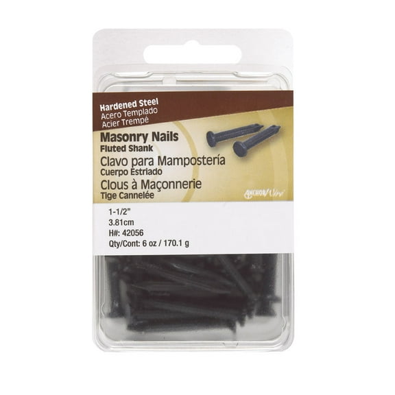Hillman Masonry Nails 1-1/2 " Fluted Steel Card 6 Oz Pack of 5