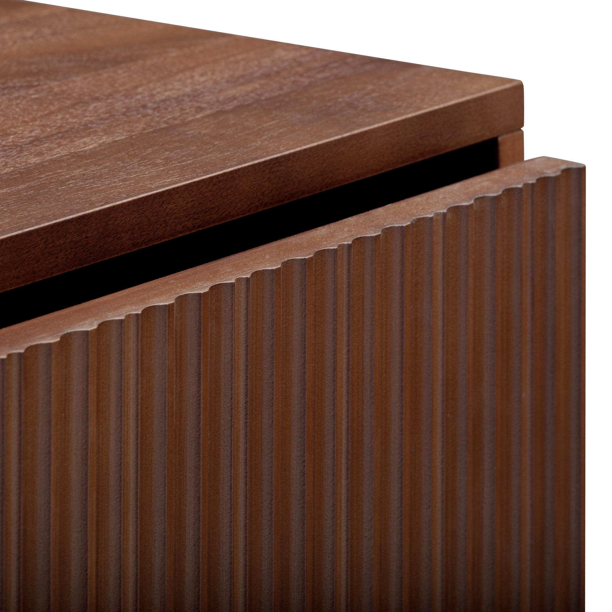 Tremolo 5-Drawer Dresser, Walnut – Teamson Home: Push-Open Chest of Drawers with Natural Acacia Fluted Fronts for Modern Bedrooms & Closet Storage