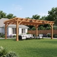 thumbnail image 2 of LUXOAK 12x16 ft Outdoor Wooden Pergola, Large Solid Cedar Pergola Kit with Slatted Roof Design, Heavy-Duty Frame for Backyard, Red-Brown Finish, 2 of 9