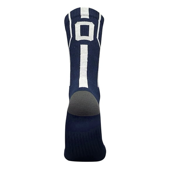 Mk Socks Player ID Jersey Number SINGLE Crew Sock - Navy Blue, White (SINGLE-0, S)