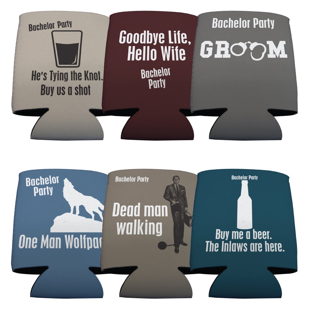Bachelor Party Decorations for Men - Groomsmen & Groom Beverage Can Cooler  Sleeves & Party Game - Bachelor Party Favors for Wedding, Insulated