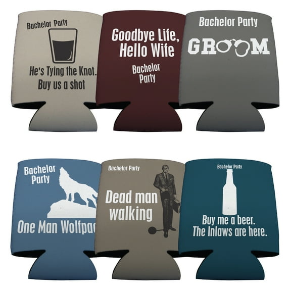 Bachelor Party Can Coolers “Goodbye Life, Hello Wife” Bachelor Can Coolers - 6pc