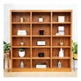 thumbnail image 1 of Pemberly Row 15 Shelf Triple Wide Wood Bookcase 72"Wx72"H in Oak, 1 of 7