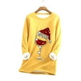 thumbnail image 2 of JINMGG Womens Plus Size $5, Christmas Tops for Women Long Sleeve Women Thick Fleece Sweatshirt Christmas Print Velvet Warm Underwear Top, 2 of 3