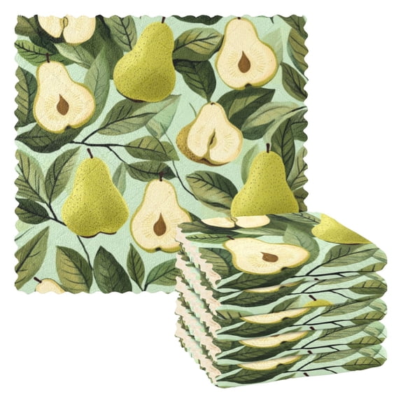 6 Pieces of Kitchen Towels 11x11Inch Kitchen Dish Cloths Kitchen Dish Towels Reuseable Cleaning Cloths Green Pear