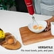 thumbnail image 5 of OVENTE Batidora de mano eléctrica de inmersión, 300 W de potencia, 2 velocidades de mezcla con cuchillas de acero inoxidable, juego de batidora de mano con accesorio para batidor de huevos, vaso mezcl, 5 of 5