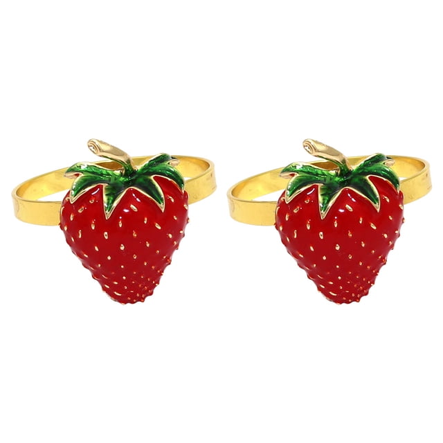 MasteelfCA 2Pcs Strawberry Shape Napkin Buckles Decorative Napkin Rings Party Fruit Design Napkin Rings