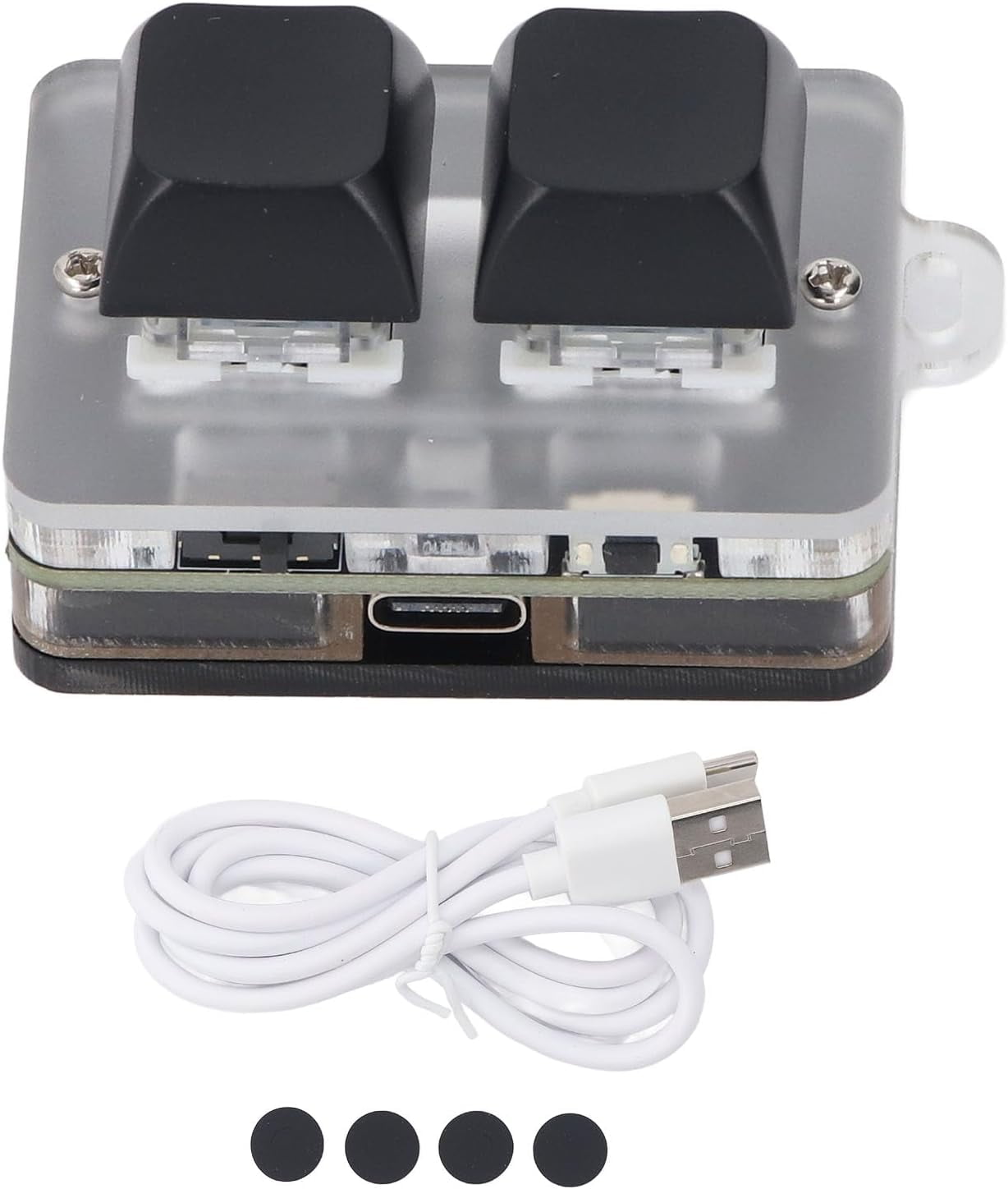 RVKXHD USB 2-Key Mini Keypad, Support Programming Macro and Software Blue Switch Custom Keyboard with RGB Light, Support Bluetooth and USB C Connection