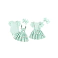 thumbnail image 2 of Nituyy Baby Girls 3 Piece Spring Outfits Short Sleeve Ribbed Romper + Suspender Skirt + Headband Set Newborn Clothes, 2 of 9