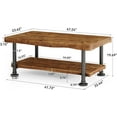 thumbnail image 6 of Tribesigns Solid Wood Coffee Table, 47" Rectangular Accent Center Table with 2-Tier Live Edge Shelf & Metal Legs for Living Room, Brown and Black, 6 of 7