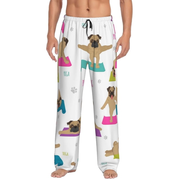 Balery Yoga Dogs Poses Pantalones de pijama para hombre, pijama ultraligero, pantalón de descanso-3X-Large