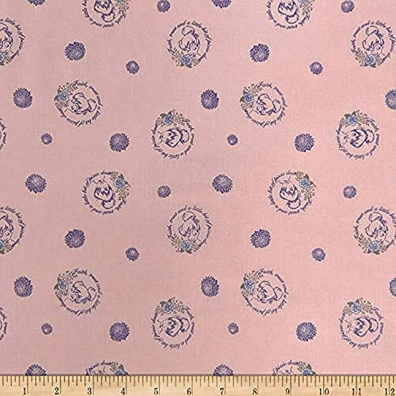 Disney Tinker Bell Fairy Circles in Pink 100% Cotton Sold By The Yard