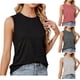 thumbnail image 4 of Camiseta sin mangas para mujer Color sólido Sin mangas Blusas Cuello redondo Ajuste suelto Suave Verano Tops Moda 2024 Camisas casuales, 4 of 5