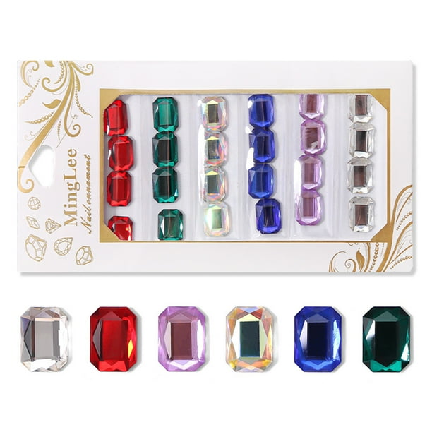 Xihbxyly Juego de Diamantes Octogonales, Diseño de Uñas con Diamantes de Imitación Grandes, Fácil de Aplicar En Uñas Artificiales Naturales, Versátil para Decorar Uñas, Manualidades con Teléfonos, Us