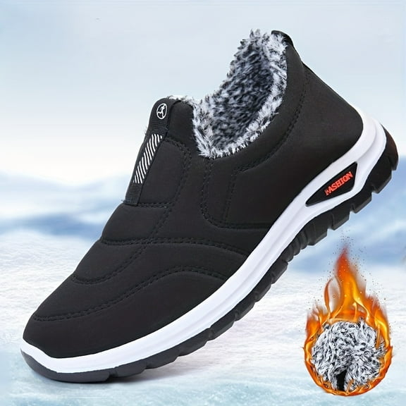 Men'S Slip-On Winter Running Shoes - Slip-Resistant Rubber Sole, Cushioned Insole - Lightweight Sneakers for Gym, Jogging, Everyday - Sneakers - Easy Slip-On Closure - Cold Weather Athletic Footwear
