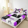 thumbnail image 4 of Manfei Teens Dirt Bike Queen Sheet Sets, Motorcycle Extreme Sport Flat Sheet, Purple Patchwork Buffalo Queen Fitted Sheet, Super Cozy Room Decor, 4-Piece, 4 of 7