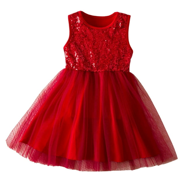 WEAIXIMIUNG Robes Ado Été Courtes Tout-Petits Filles Sans Manches Imprimés Robe Danse Fête Robes Vêtements 3-4 Ans