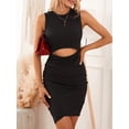 thumbnail image 5 of ELF Women Wrap Formal Dress Solid Color Cutout Sleeveless Evening Gown for Cocktail Wedding Party Dress, 5 of 9