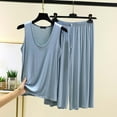 thumbnail image 2 of XuJwPNcy Womens Pajama Sets 2 Piece Sleeveless Summer Pjs Solid Color Tank Top and Capri Pant Matching Vacation Set, 2 of 3
