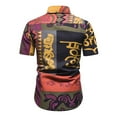 thumbnail image 3 of WXLWZYWL Men's Plus Size Dressy Shirts Short Sleeve Button Down Cotton Traditional Pattern Printing Vintage Ethnic Style Casual Loose Hawaiian Shirts with Pocket Multicolor XL, 3 of 5