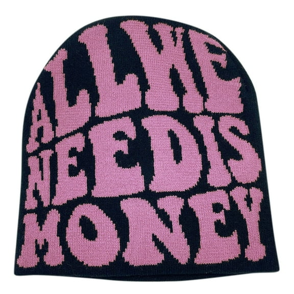 Mens and Womens Jacquard Letter Beanie Warm Adult Knitted Hat Fashionable Winter Pullover Cap for Outdoor Activities