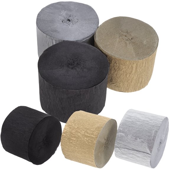 IFANLANDOR Black Crepe Paper For Festivals And Celebrations 6Pcs 98.4*1.8In