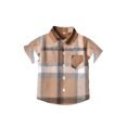 thumbnail image 4 of Boys Cotton Shirts Button-Down Short Sleeve Shirts Casual Summer Plaid Shirts with Pocket, 4 of 4