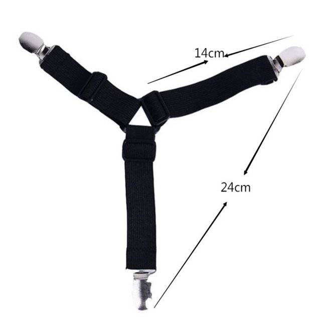 Correa para camilla de sábanas, 4 piezas Camilla de sábanas Clips triangulares fijos Sábana ajustable Sábanas elásticas Tirantes con clips para funda de colchón Sofá Cojín Negro ShuxiuWang 8390611119881