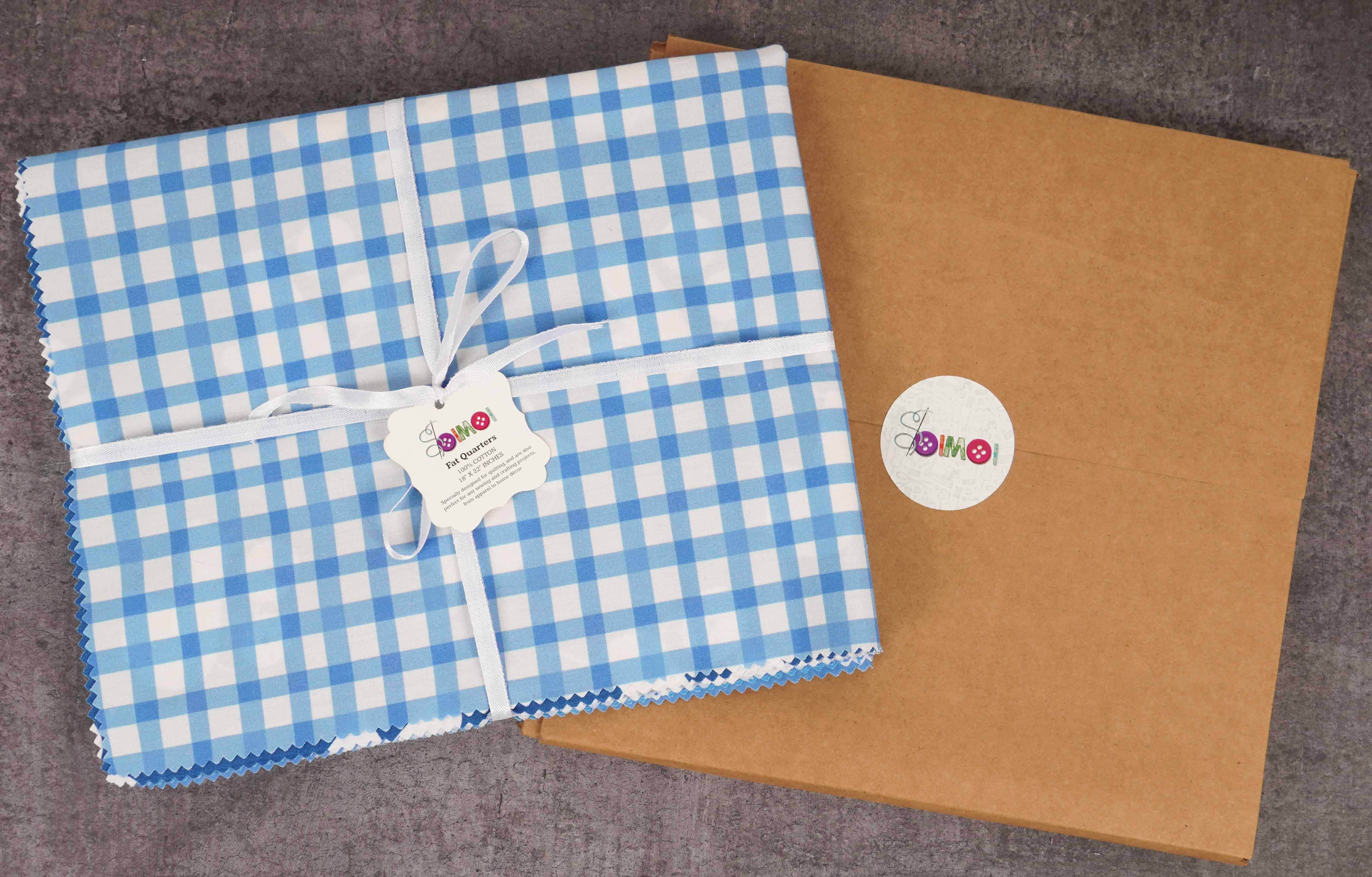 Soimoi 8 Pc Fat Quarter Bundle,Baby BoyPrint 18"x 22"DIY Patchwork-100% CottonPre-Cut Quilting Fabric Blue&White