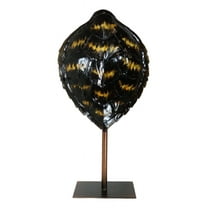 Nautical Marine Black Tone Faux Hawksbill Turtle Shell Sculpture With Pole Stand