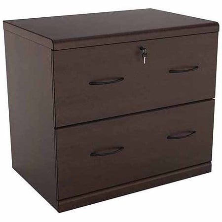 2 drawer lateral wood lockable filing cabinet, espresso - walmart