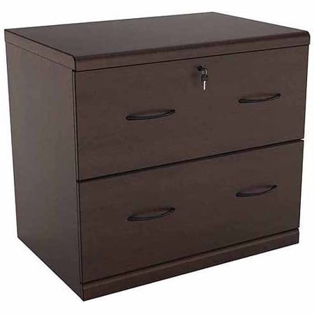 2 Drawer Lateral Wood Lockable Filing Cabinet, Espresso